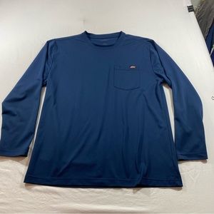 Dickies Shirt Men’s Large long sleeve crew neck casual blue T-shirt front pocket